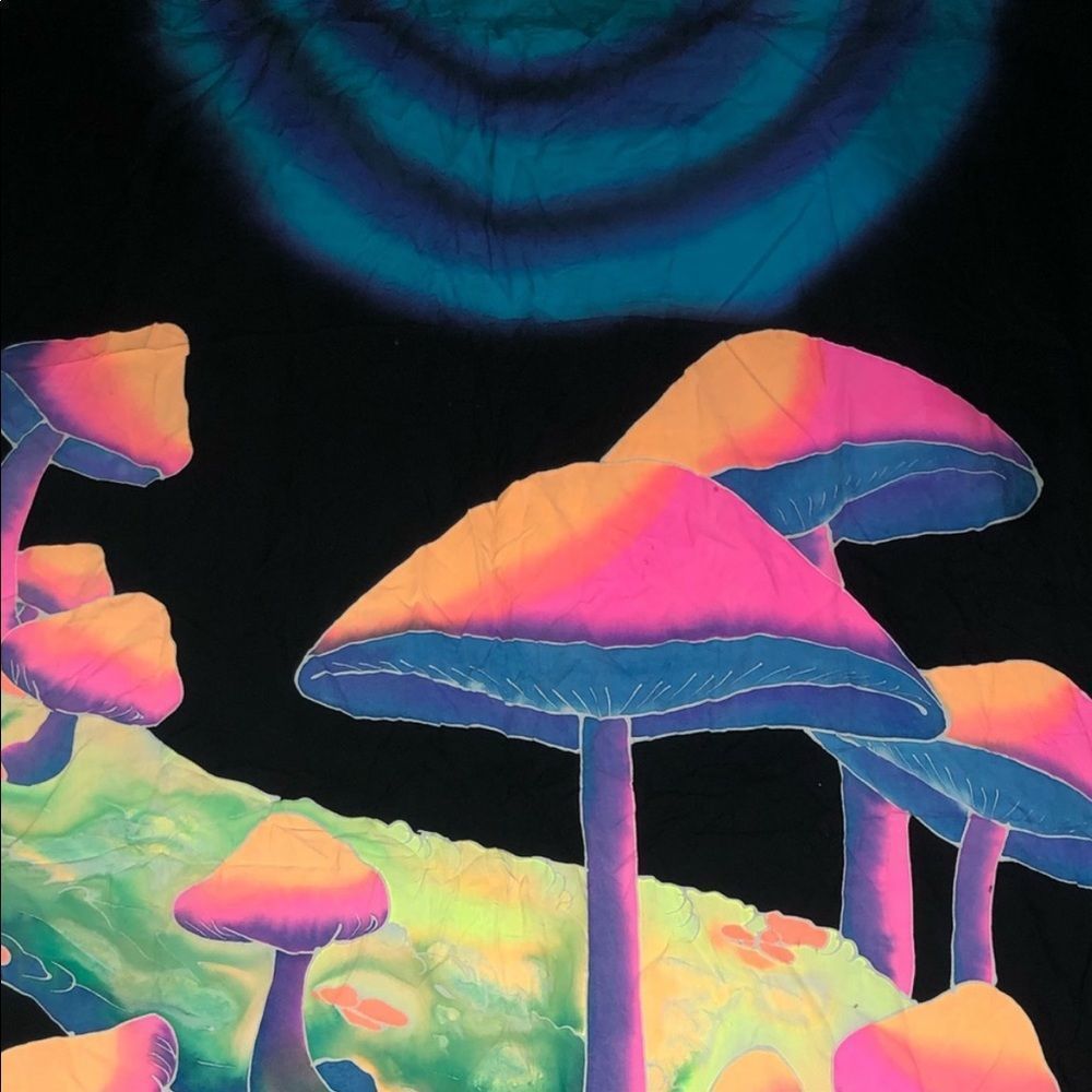 Mushroom Garden Blacklight Tapestry